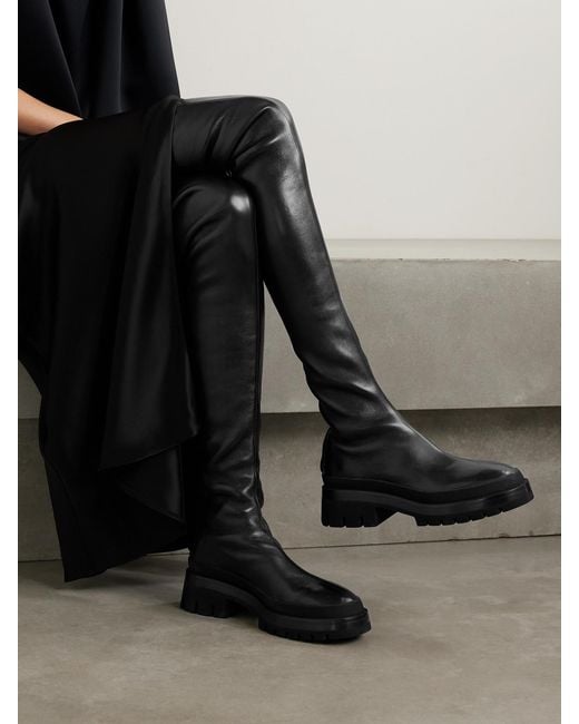 Khaite Black Fallon Leather Over-The-Knee Boots