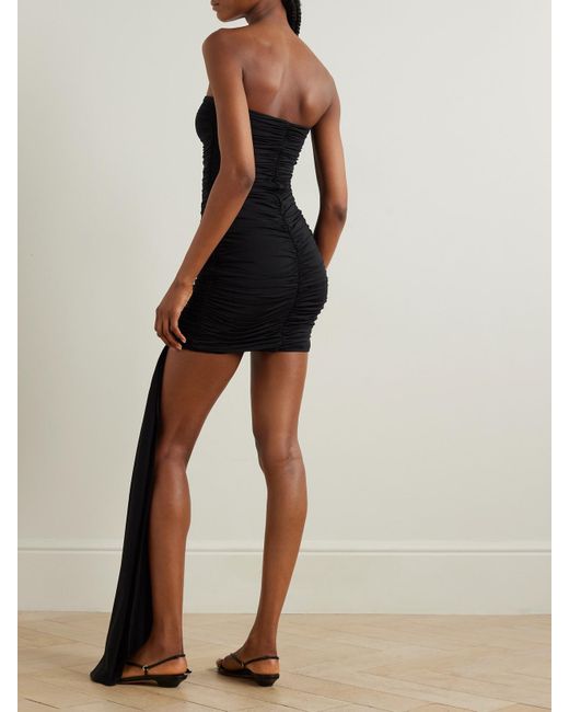 Maygel Coronel Black Net Sustain Sinú Strapless Draped Ruched Stretch-Jersey Mini Dress