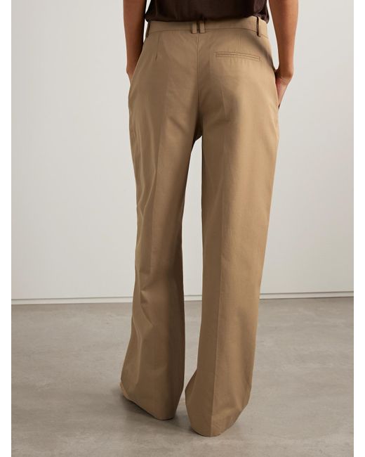 The Row Natural Alfidis Hose Mit Weitem Bein Aus Gebürstetem Twill Aus Einer Baumwoll-Kaschmirmischung Mit Bundfalten