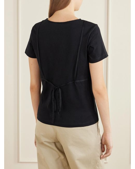 Deiji Studios Black Gathered Organic-Cotton T-Shirt