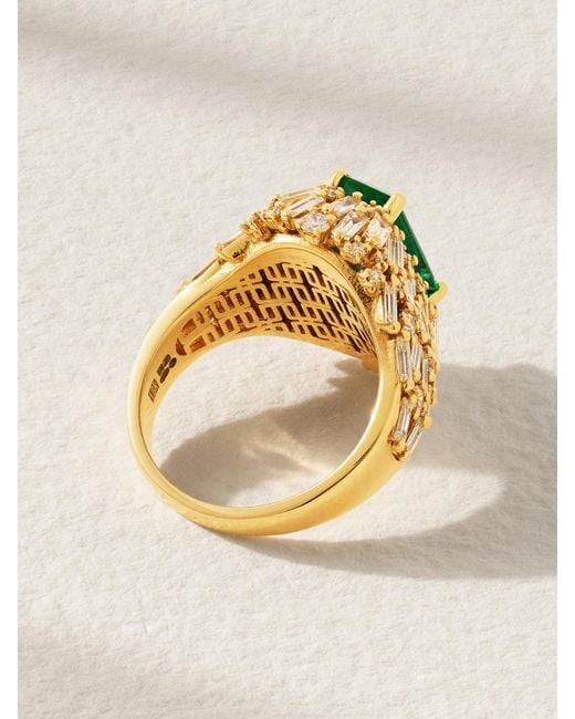 Suzanne Kalan Metallic 18-Karat, Diamond And Emerald Ring