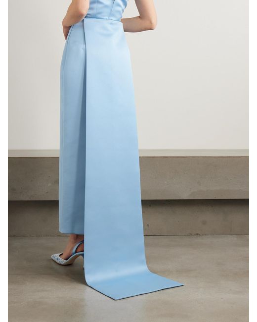 Emilia Wickstead Blue Harleigh Convertible Duchesse-Satin Midi Skirt