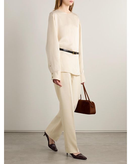 Khaite Natural Durion Open-Back Satin Top