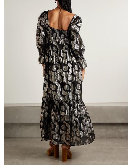 Alix Of Bohemia Black Lilium Cotton And Lurex-Blend Midi Dress