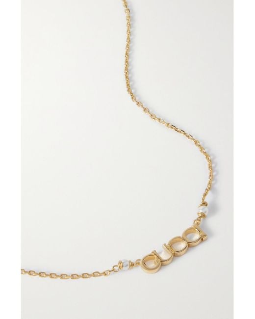 Gucci White Tone Faux-Pearl Necklace