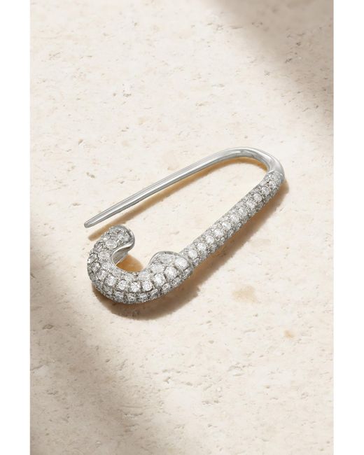 Anita Ko Natural Safety Pin Einzelner Ohrring Aus 18 Karat Weißgold Mit Diamanten