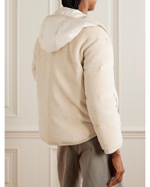 Moncler Natural Ciboulette Hooded Shell-Trimmed Plush Down Jacket