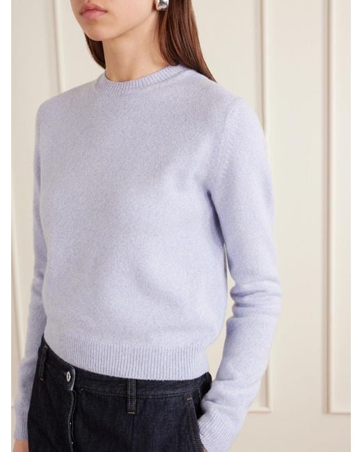 Jil Sander Blue Cropped Wool And Cashmere-Blend Sweater