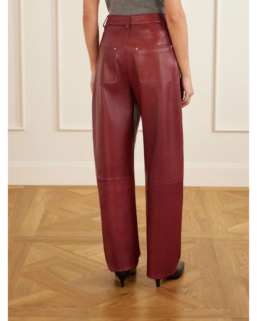 Arma Red Leather Wide-Leg Pants