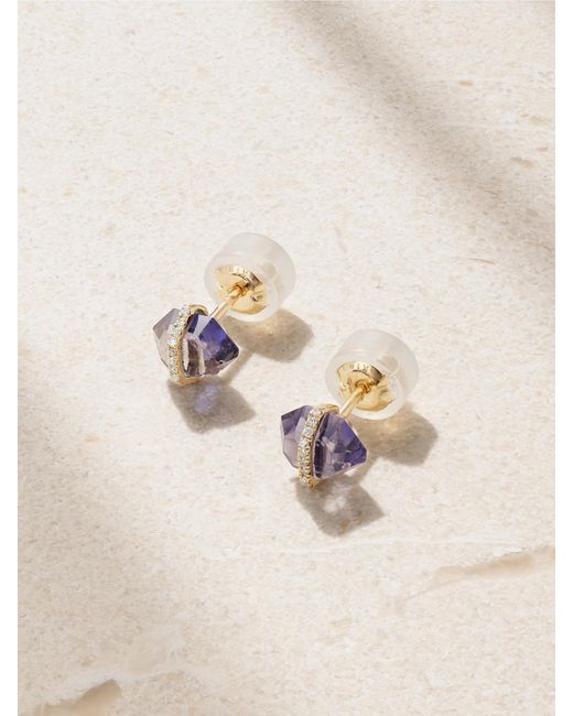 Boucles D'Oreilles En Or 14 Carats (585/1000) Recyclé, Iolite Et Diamants D'Herkimer Melissa Joy Manning en coloris Natural