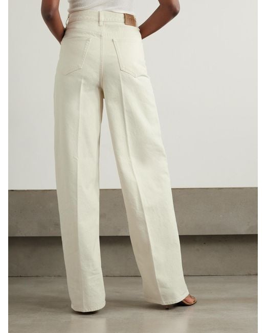 Totême Natural Pleated High-Rise Wide-Leg Organic Jeans
