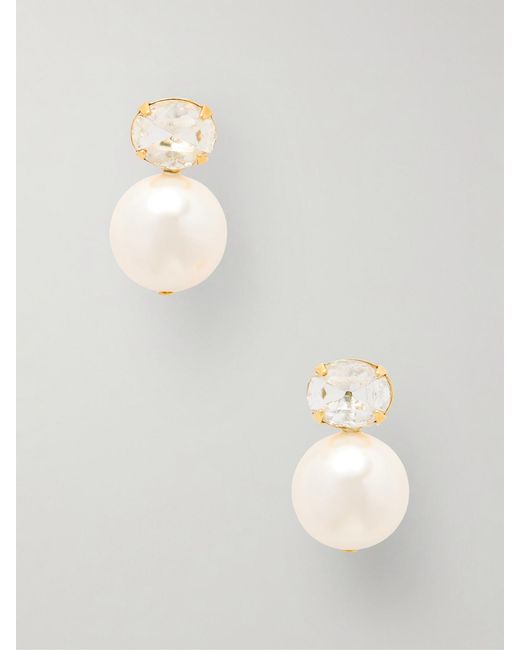 Jennifer Behr White Nina-Tone Crystal And Pearl Earrings