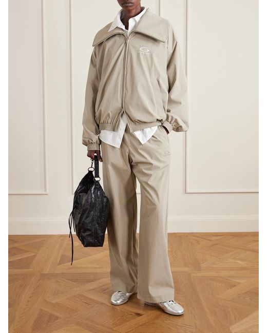 Balenciaga Natural Oversized Embroidered Shell Track Jacket