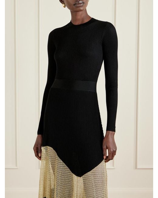 Ulla Johnson Black Roanne Metallic Knitted Midi Dress