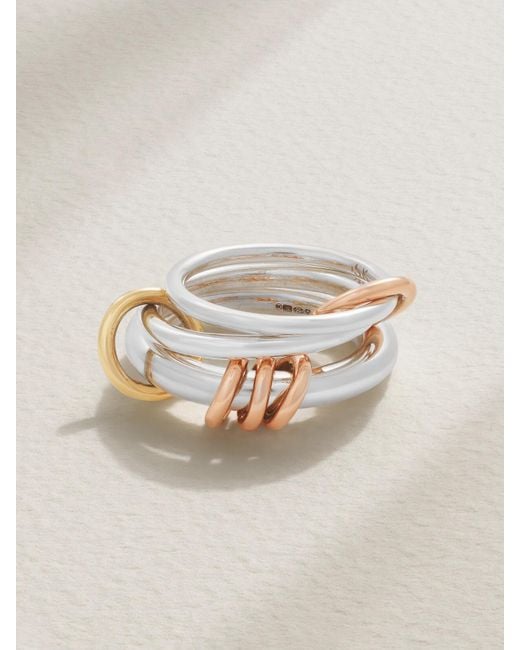 Spinelli Kilcollin Natural Orion Set Of Three Sterling And 18-Karat And Rose Rings