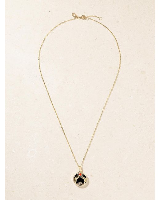 L'Atelier Nawbar Natural Golden Eclipse 18-Karat Multi-Stone Pendant Necklace