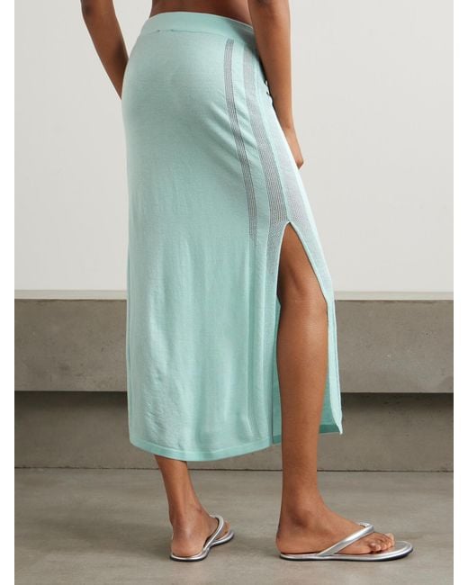DIOTIMA Green Brompton Pointelle-Trimmed Cashmere Midi Skirt