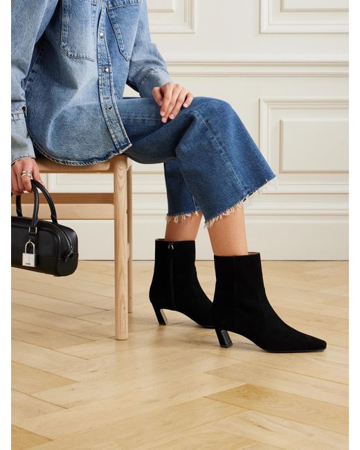 Stuart Weitzman Black Stassi Suede Ankle Boots