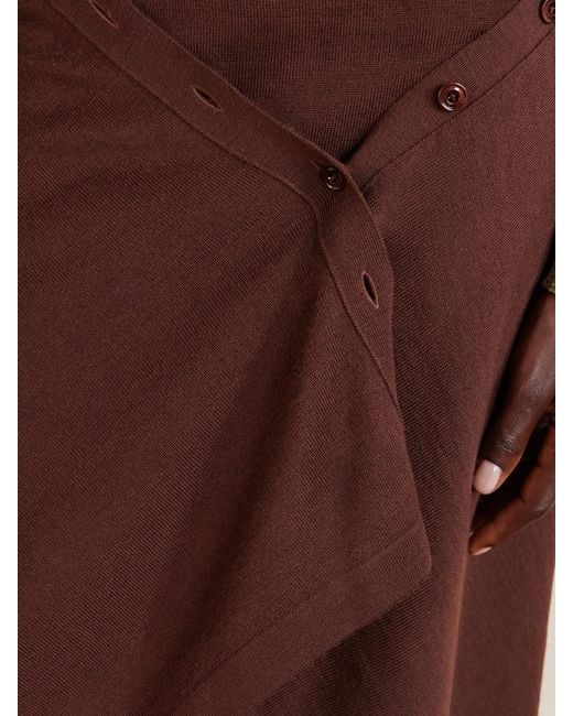Lemaire Brown Wool-Blend Midi Skirt