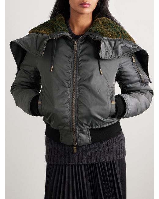 Burberry Black Hooded Padded Shell Bomber Jacket