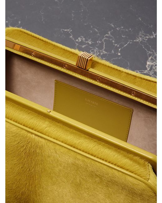 Khaite Yellow Cate Leather-Trimmed Calf Hair Tote