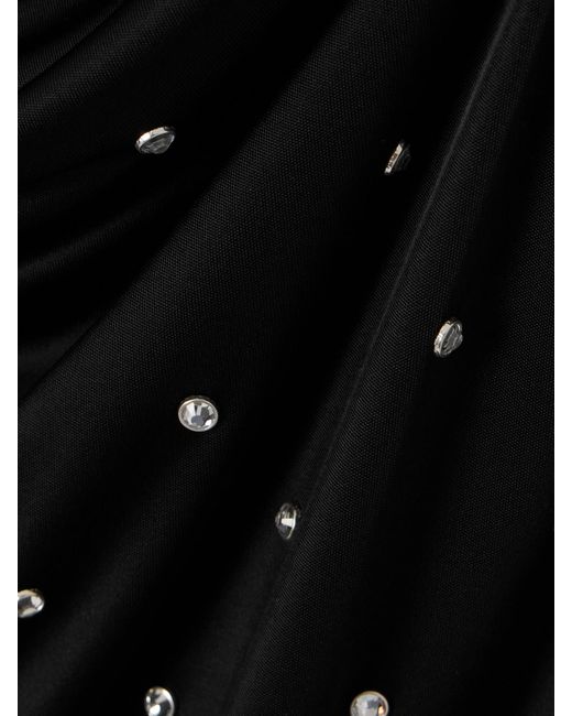 Versace Black Embellished Draped Jersey Midi Dress