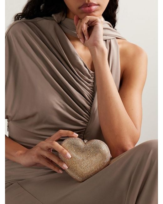 Judith Leiber Natural L'Amour Petit Coeur Crystal-Embellished-Tone Clutch