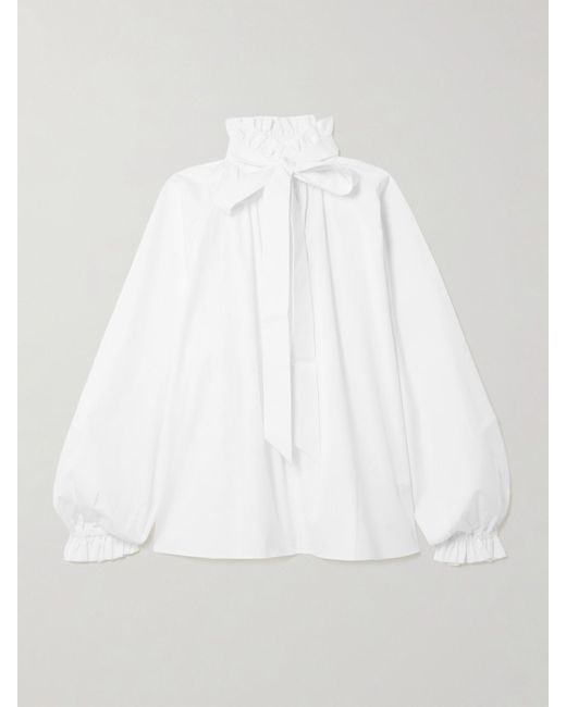 Blouse En Popeline De Coton À Volants Et À Liens Icon Cerere LaDoubleJ en coloris White