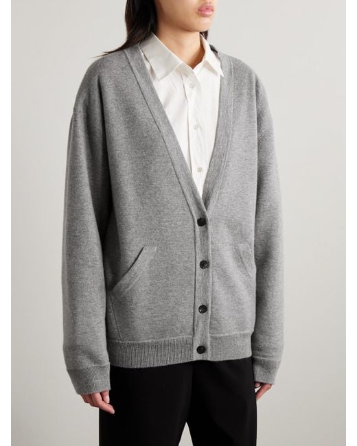 The Row Gray Lonn Oversized Cashmere Cardigan