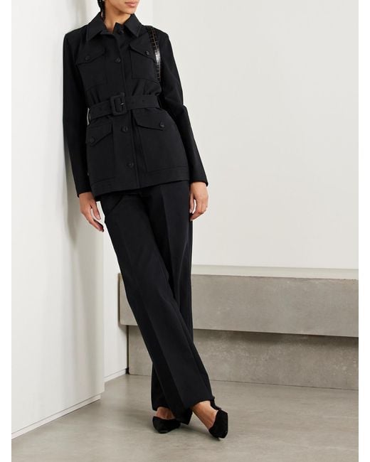 Veronica de Piante Black Amelia Belted Cotton-Blend Jacket