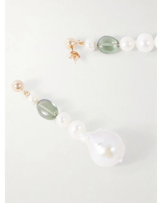 Loren Stewart White Poet 14-Karat, Pearl And Tourmaline Earrings