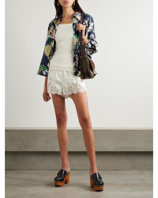 Alix Of Bohemia Blue Emery Printed Silk Crepe De Chine Shirt