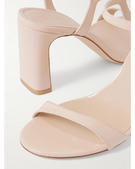 Stuart Weitzman Natural Babette Patent-Leather Sandals