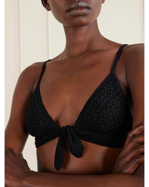 Ralph Lauren Black Crocheted Silk Triangle Bra