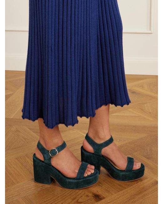 Gabriela Hearst Green Iman 100 Ribbed Suede Sandals