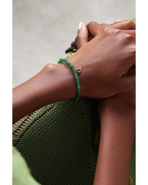 Sydney Evan Green Small Peace Heart 14-Karat Multi-Stone Bracelet