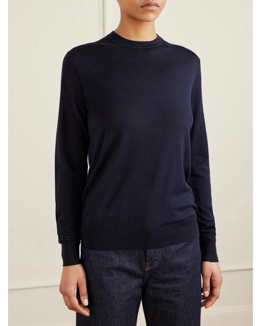 Totême Blue Garderob Wool And Silk-Blend Sweater