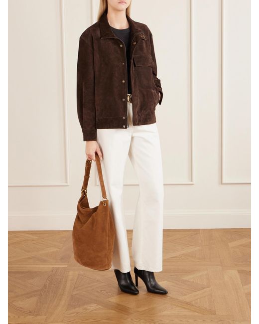 Nili Lotan Brown Cooper Suede Shoulder Bag