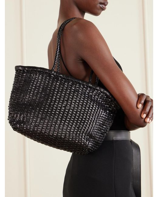 Dragon Diffusion Black B Weave Small Woven Leather Tote