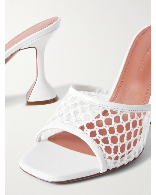 AMINA MUADDI Natural Lupita Mules Aus Leder Und Netzmaterial