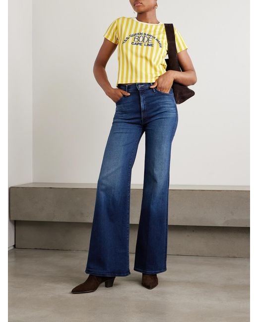 Mother Blue The Hustler Roller Sneak High-Rise Wide-Leg Jeans