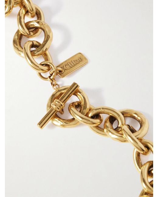 Chloé Metallic Goldfarbene Kette Mit Harz