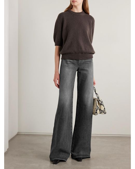 Khaite Gray Dane High-Rise Wide-Leg Jeans