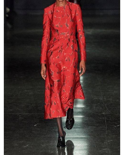 Emilia Wickstead Red Seneca Cutout Twill Midi Dress