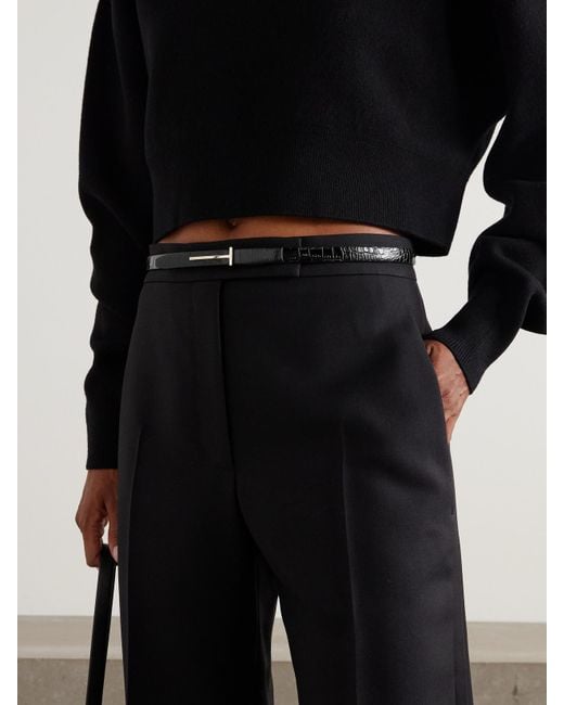 Tom Ford Black Croc-Effect Leather Belt