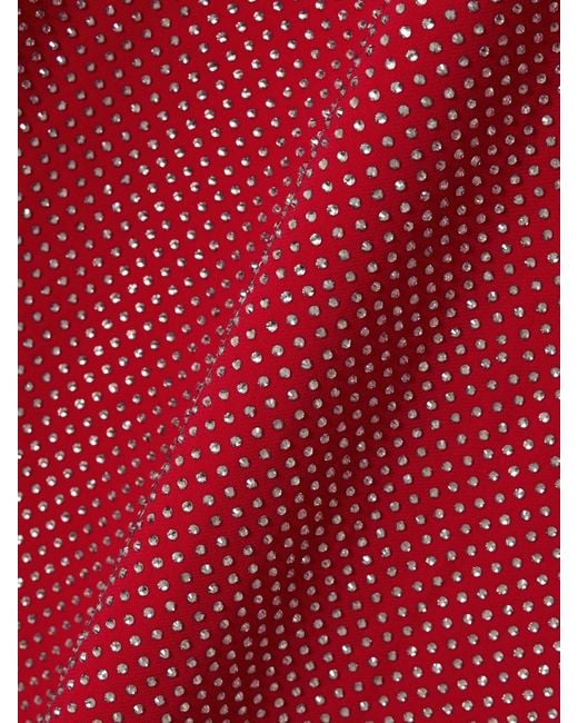 Solace London Red Vivienne Crystal-Embellished Crepe Gown