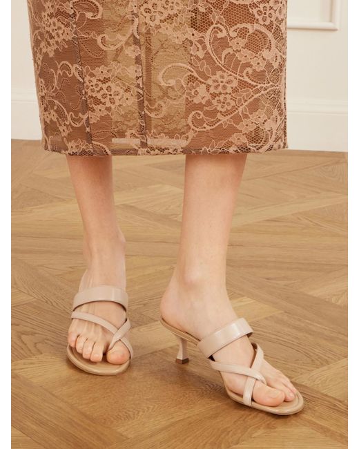 Manolo Blahnik Natural Susa 50 Leather Sandals