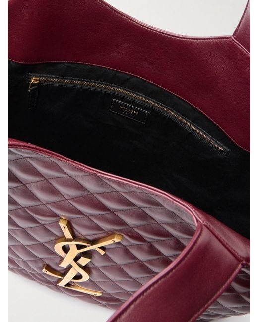 Saint Laurent Purple Icare Xl Tote Aus Gestepptem Leder Mit Verzierung
