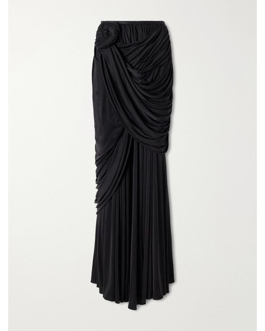 Heirlome Black Effie Draped Silk-Jersey Maxi Dress