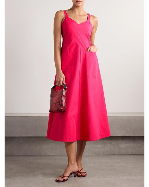 Rosie Assoulin Pink Pocktail Cotton-Poplin Midi Dress